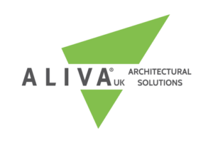 A white background with a green triangle, with black text that reads 'Alive UK, Architectural Solutions'